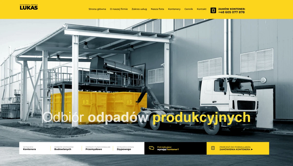 projekt strony dla lukas kontener