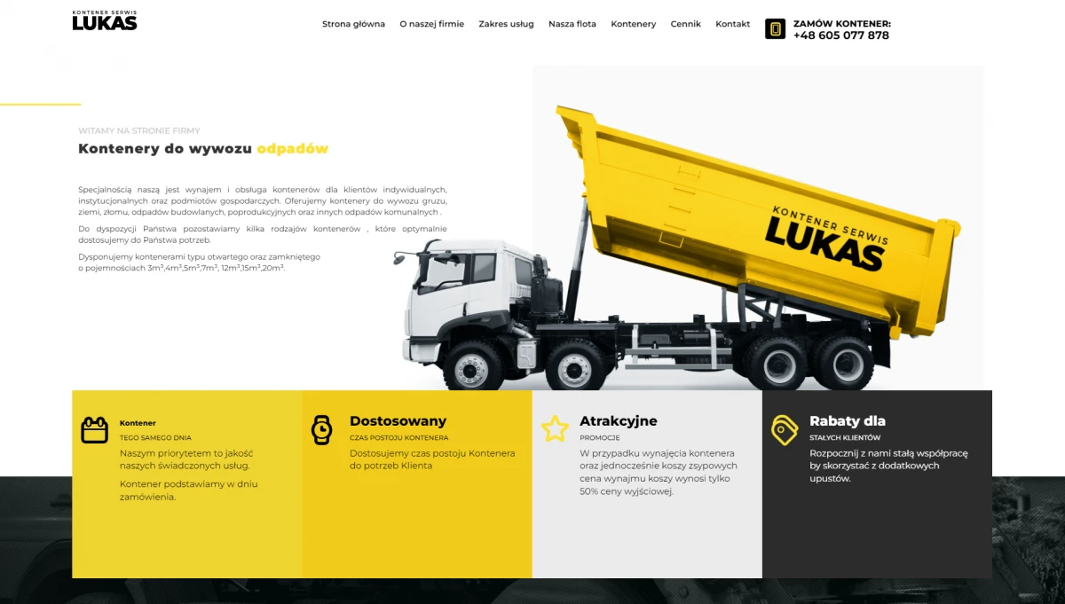 strona www dla firmu lukas kontener z bielska bialej