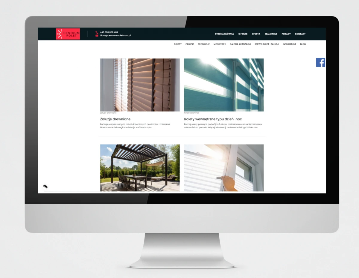 projekt strony www dla centrum rolet fcm
