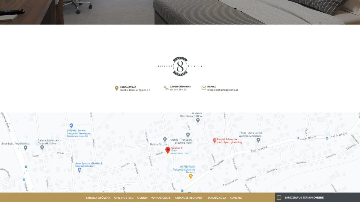hostel zgrabna 8 bielsko projekt strony internetowej wykonany przez exponet