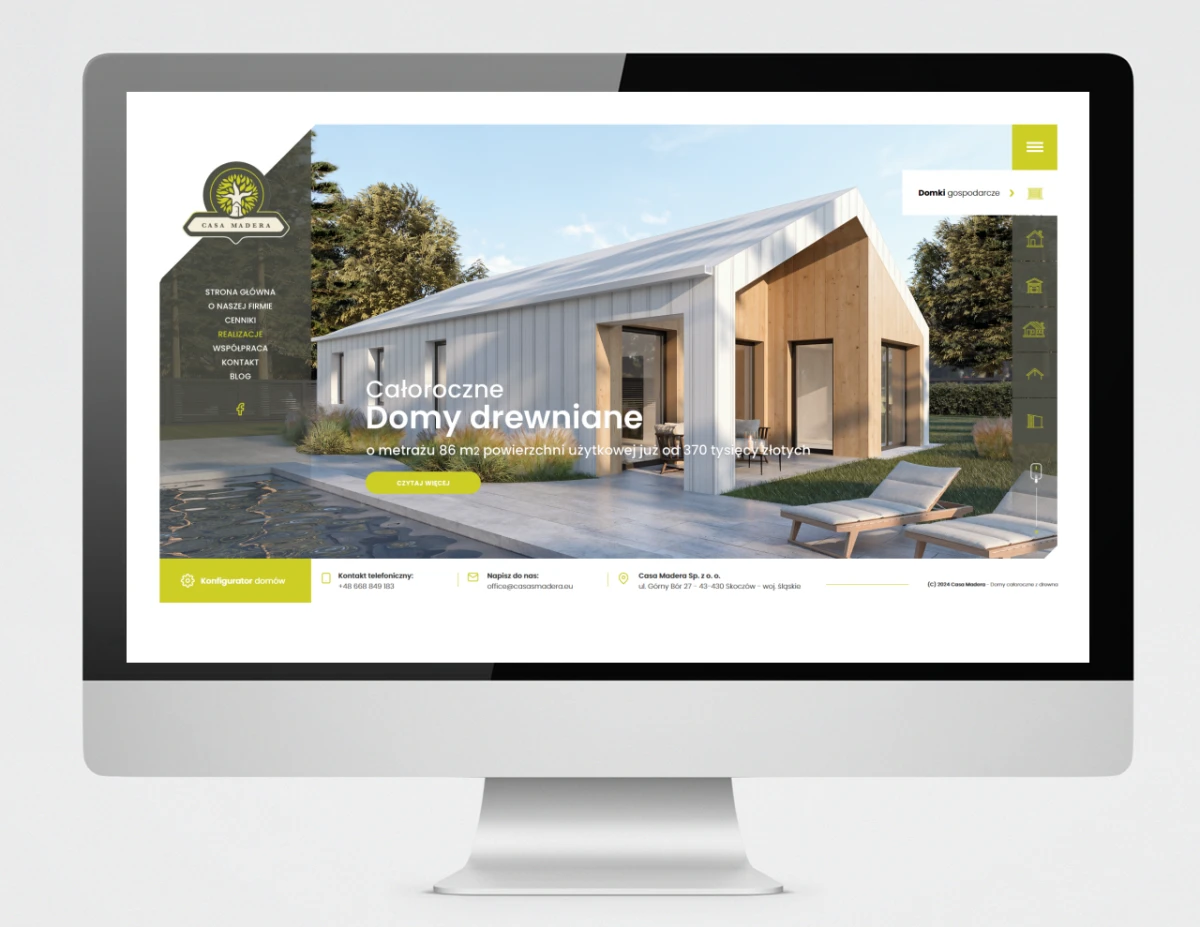 projekt strony internetowej casas madera producent domow z drewna