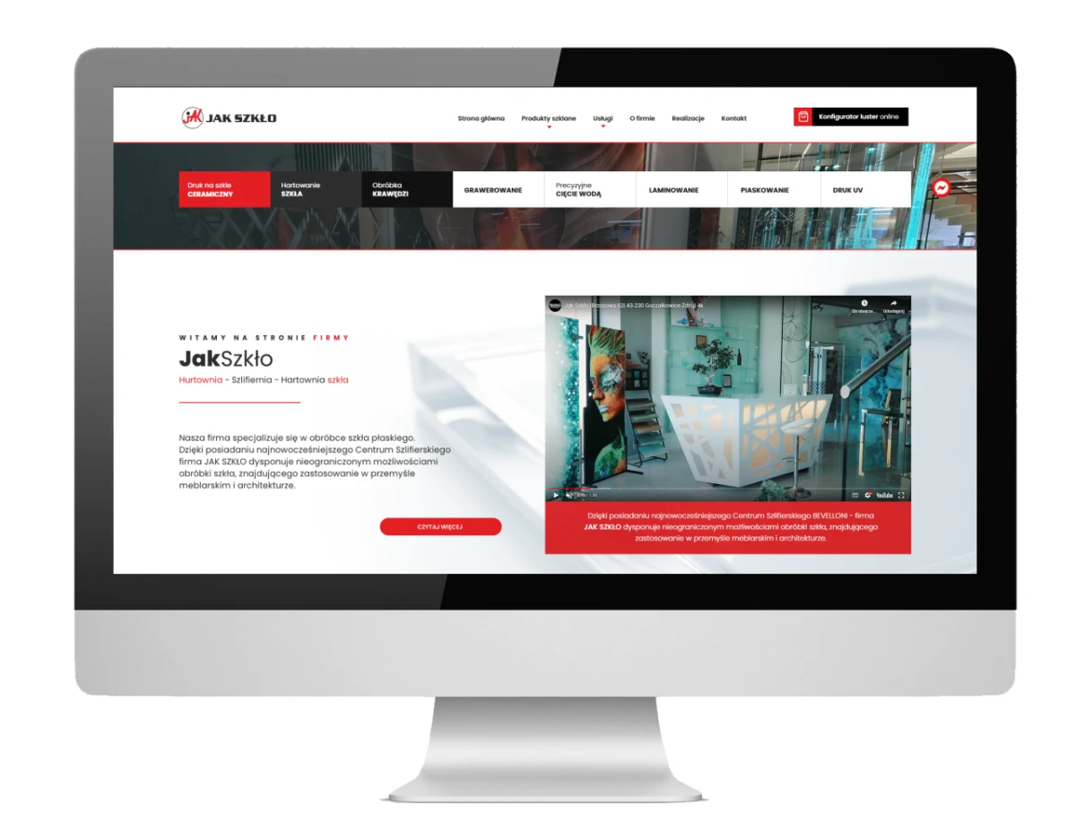 realizacja projektu strony internetowej dla jak szklo z goczalkowic