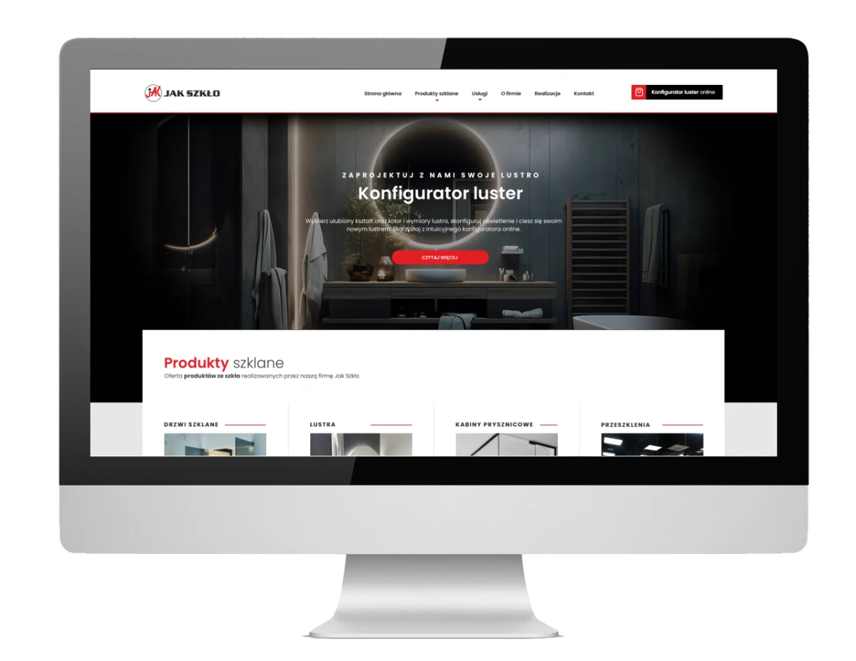 strona jak szklo przedstawiajaca oferte produktow szklanych