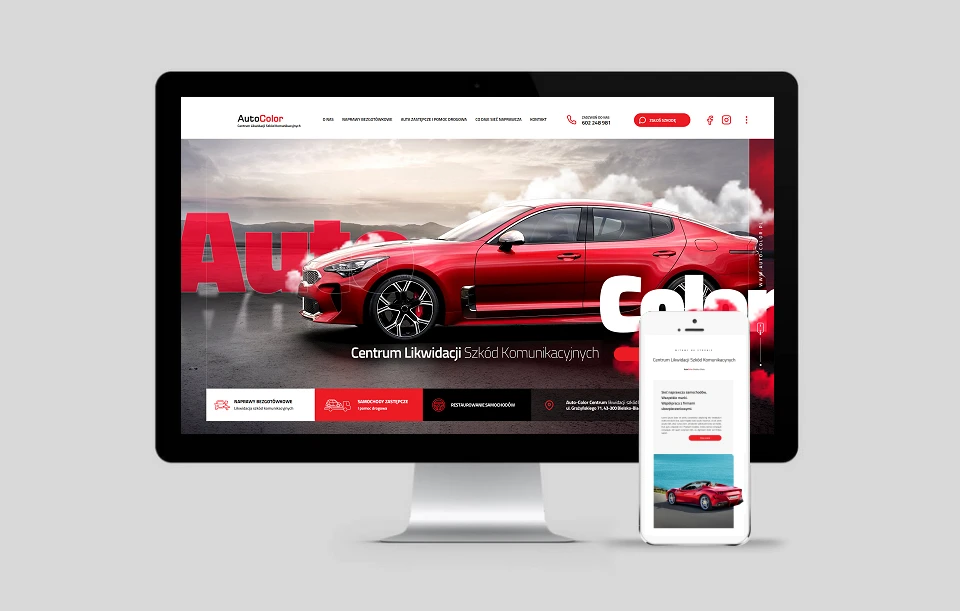 projekt strony internetowej dla autokolor bielsko biala