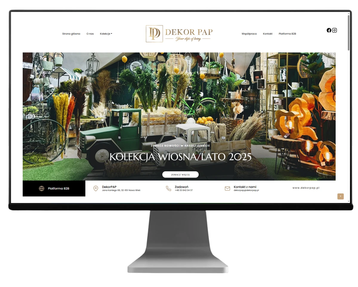 strona internetowa importera artykulow dekoracyjnych wykonanie exponet bielsko