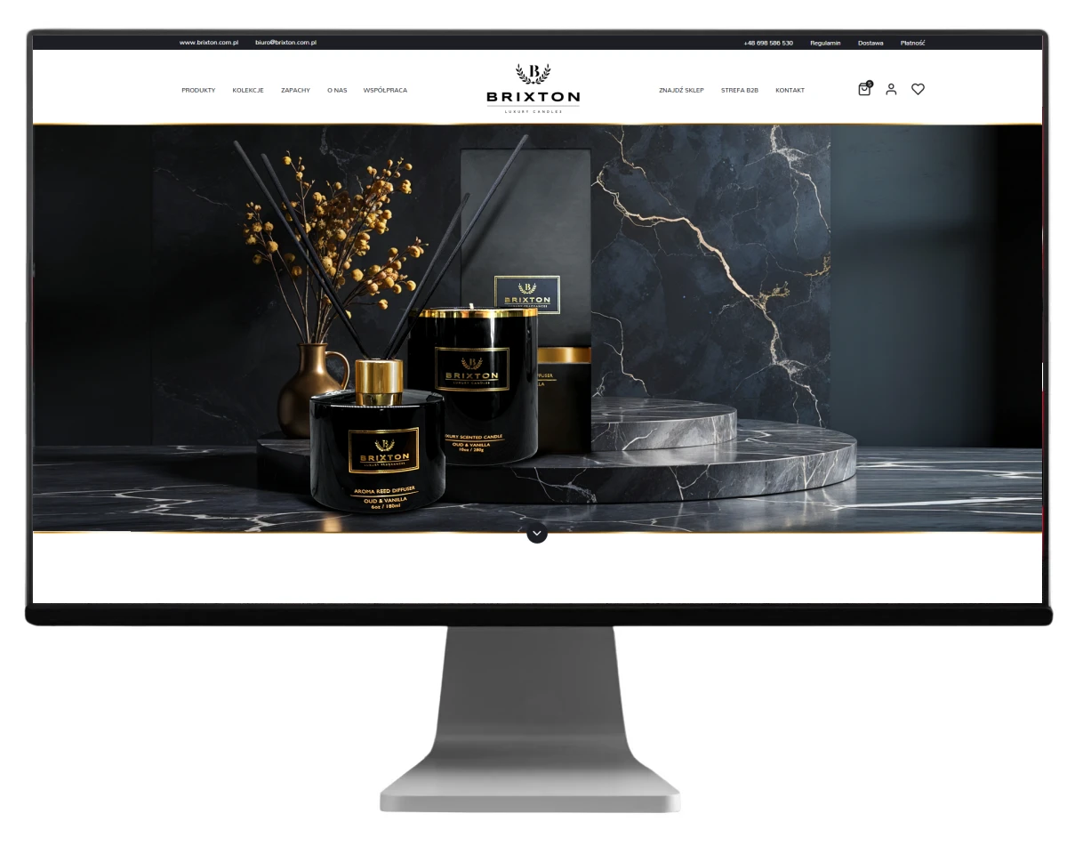 strona internetowa marki brixton producenta luksusowych swiec wykonanie exponet bielsko biala