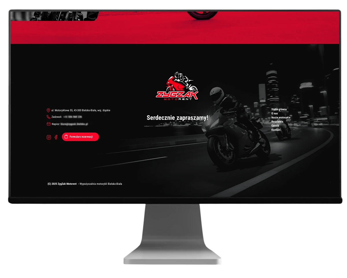 nowy projekt wykonany przez firme exponet wypozyczalnia motorow bielsko