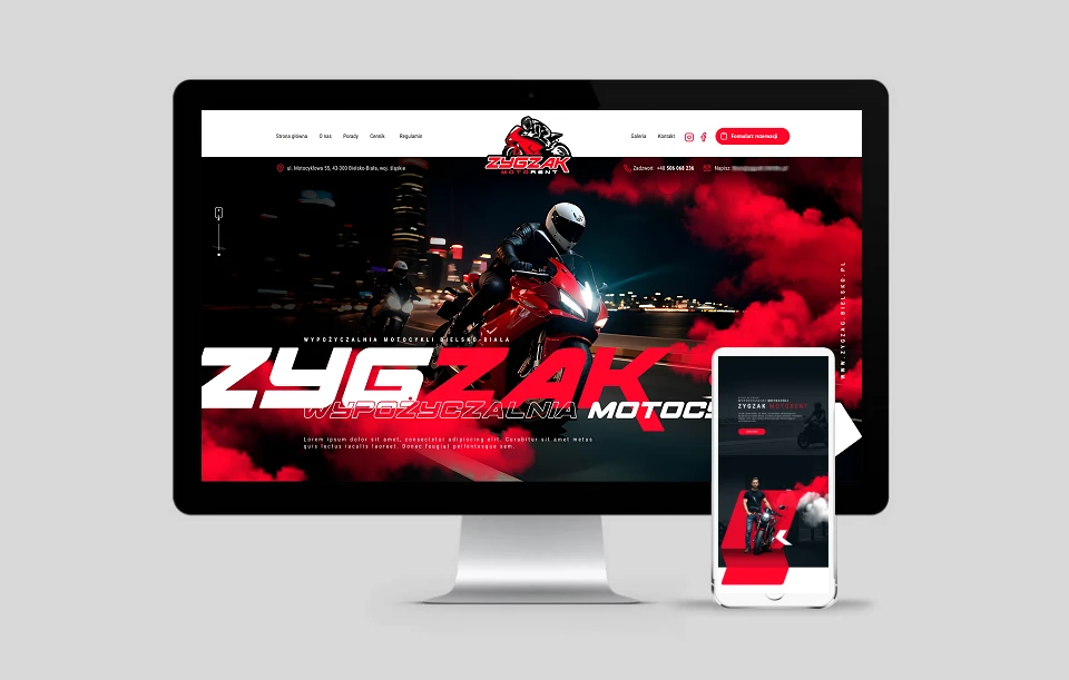 strona internetowa wypozyczalni motocykli z bielska bialej projekt i wykonanie exponet
