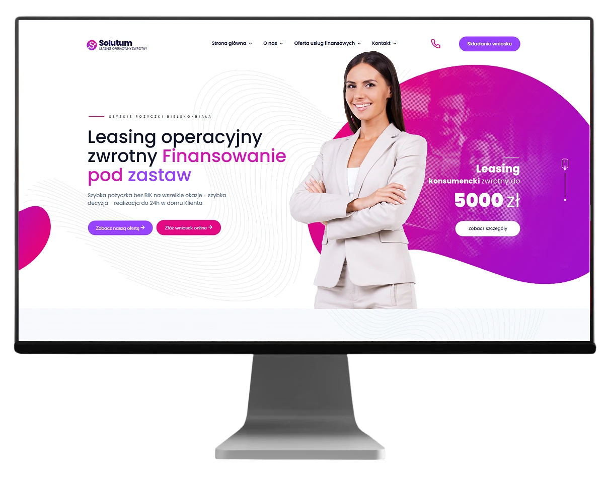projektowanie strony www dla firmy solutumfinanse z bielska bialej