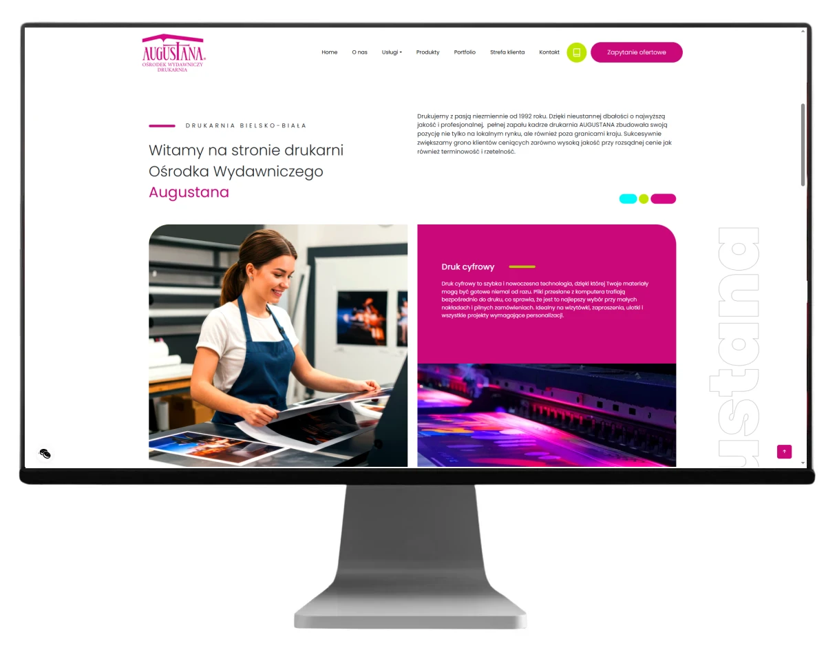 projekt nowej strony internetowej drukarni augustana z bielska bialej