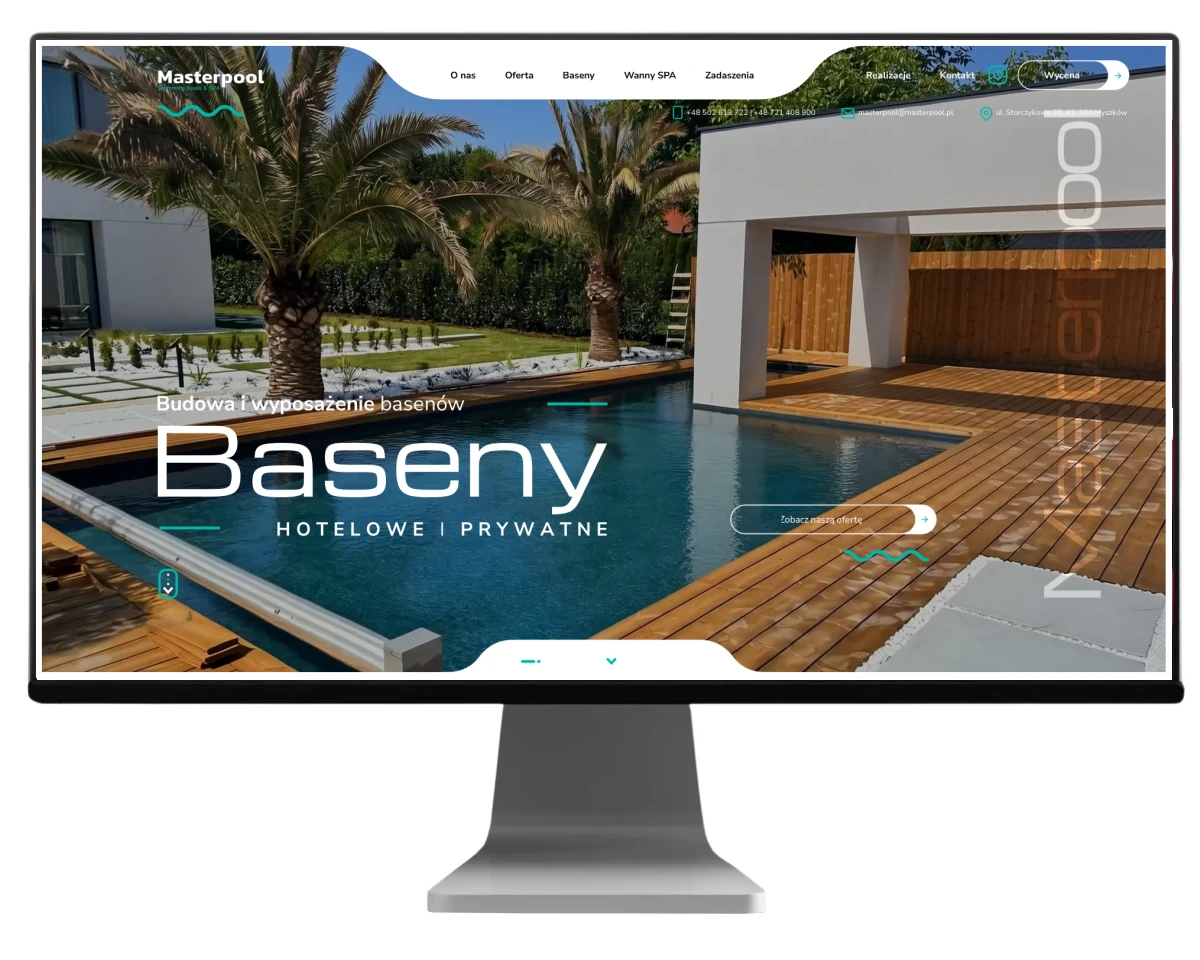 nowoczesny projekt strony internetowej producenta basenow