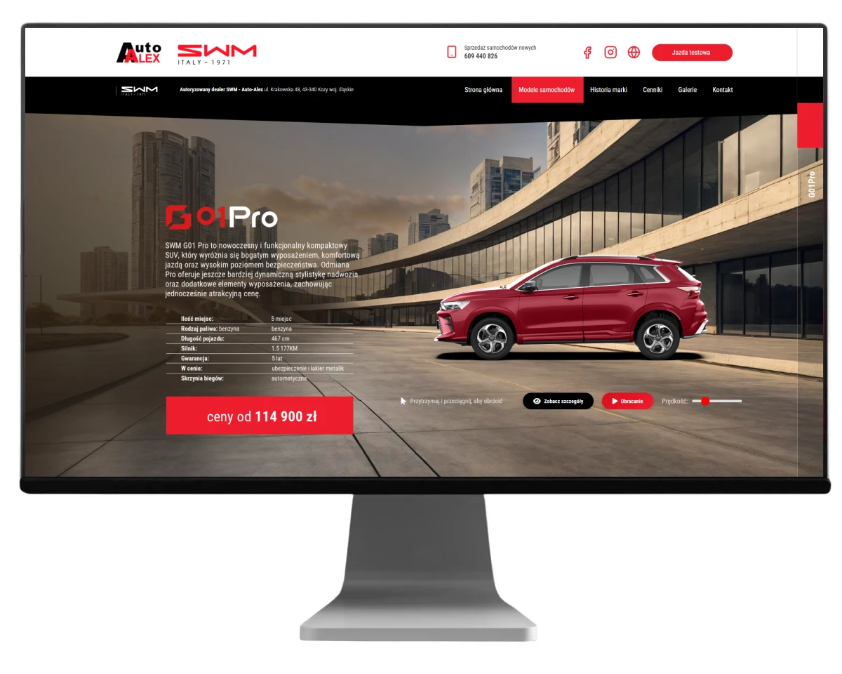 exponet bielsko biala projektowanie stron www dla marki swm dealer