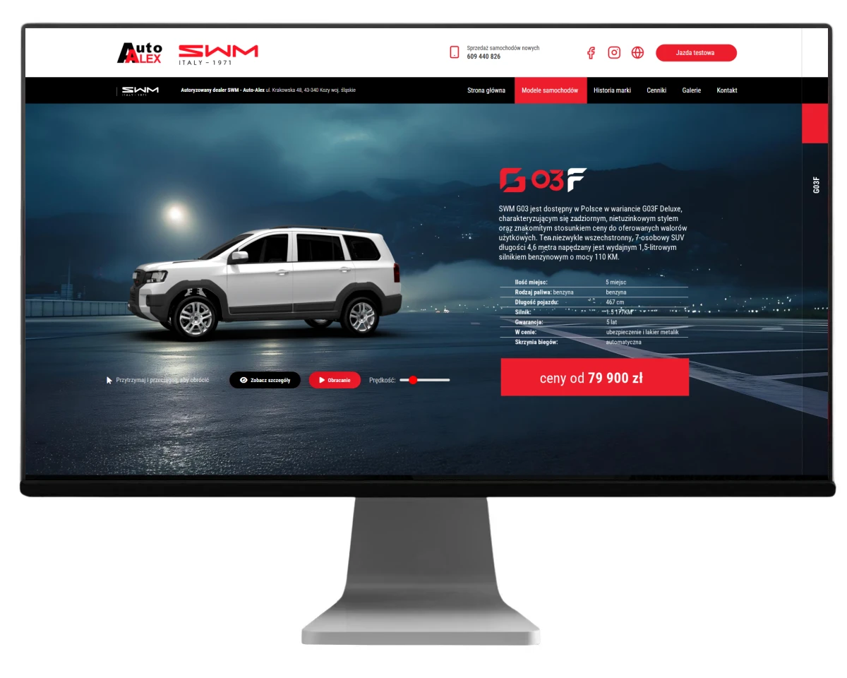 strony internetowe dla dealerow chinskich marek samochodow