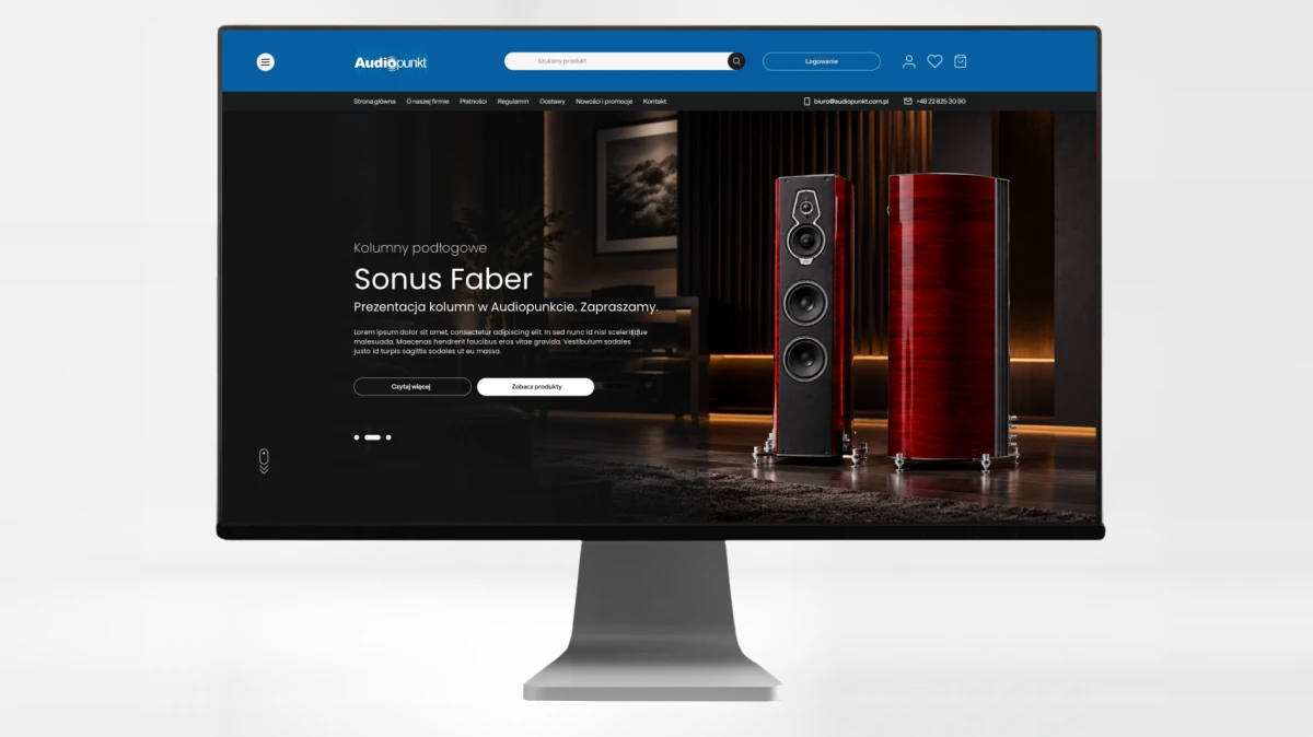 projekt strony internetowej z funkcją sklepu ze sprzetem hifi