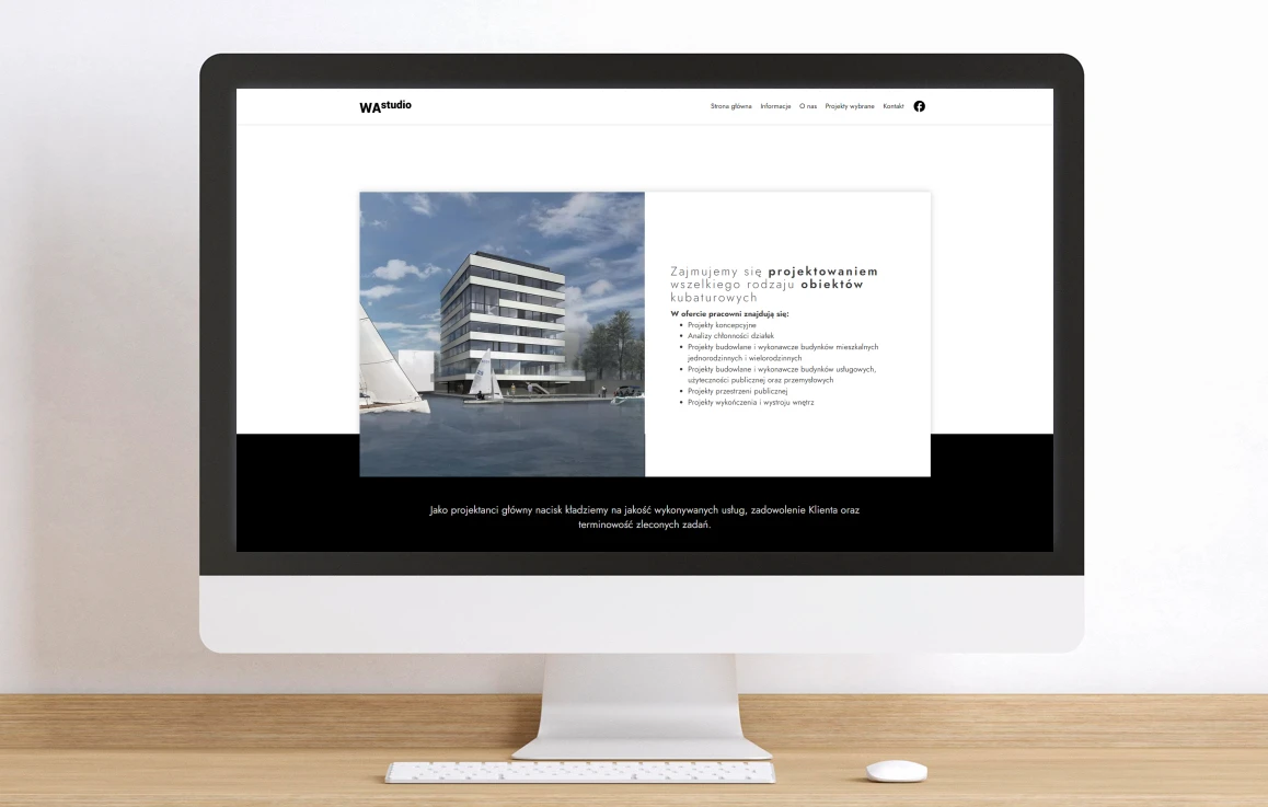 Strona internetowa dla architeków z firmy WA Studio