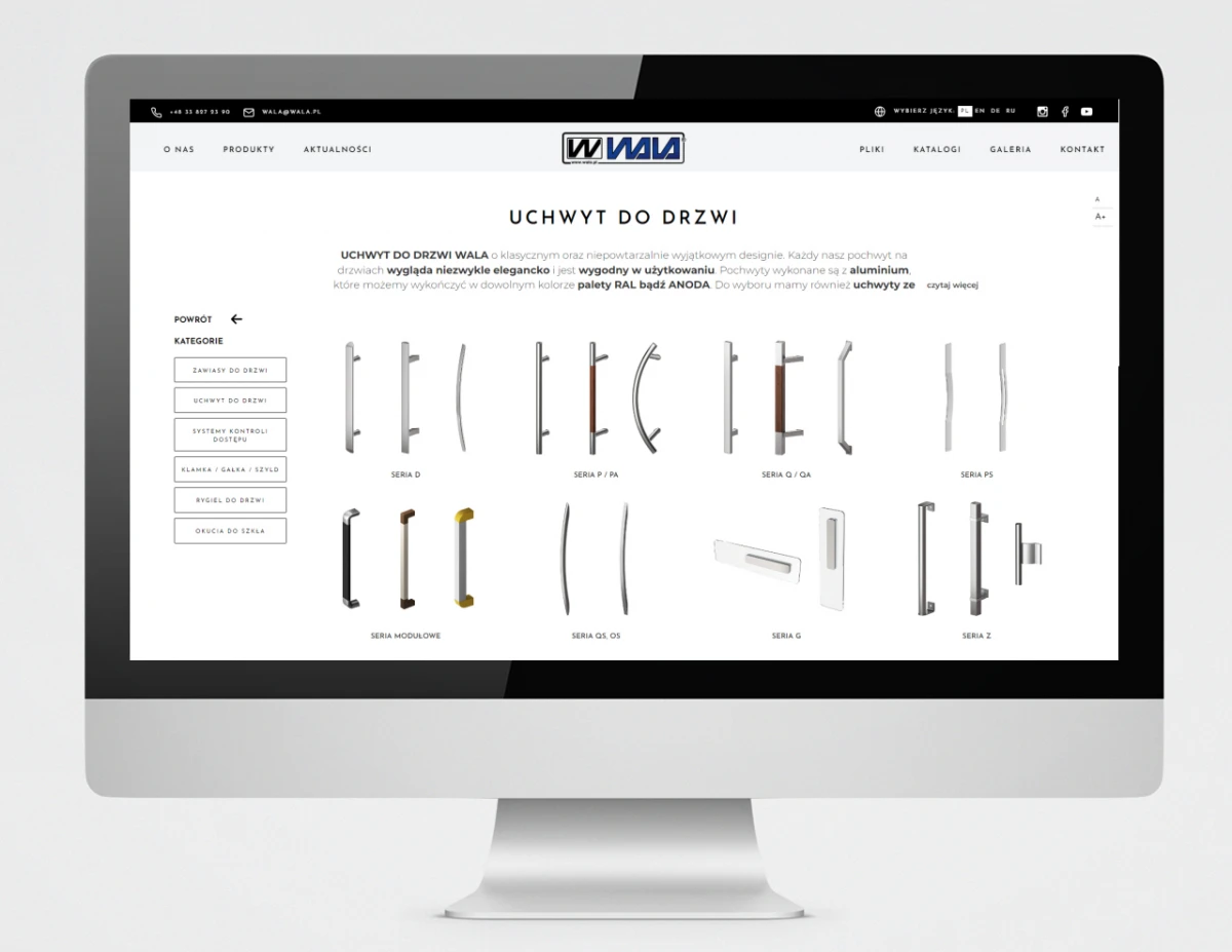 strona internetowa wala katalog produktow