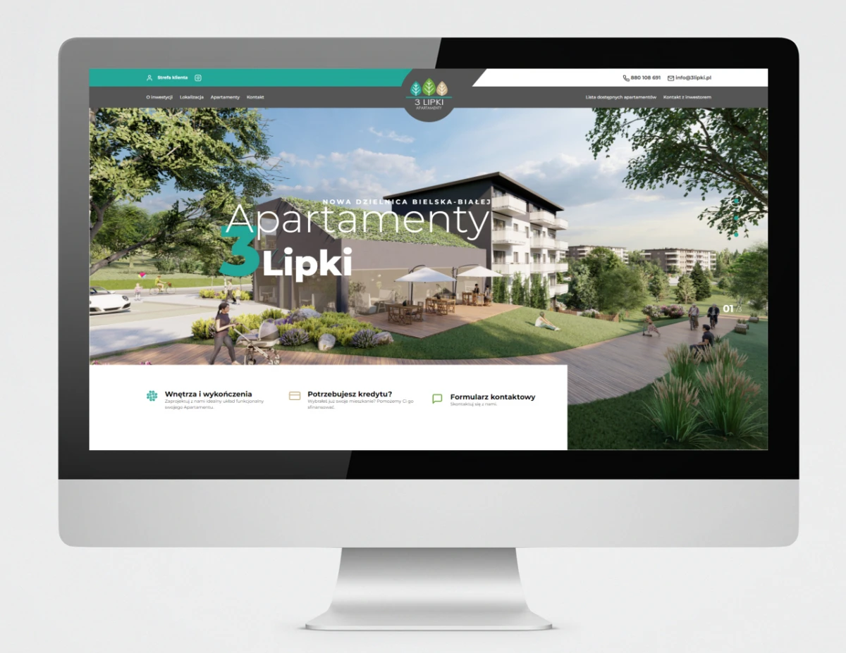 strona internetowa dla 3 lipki apartamenty bielsko