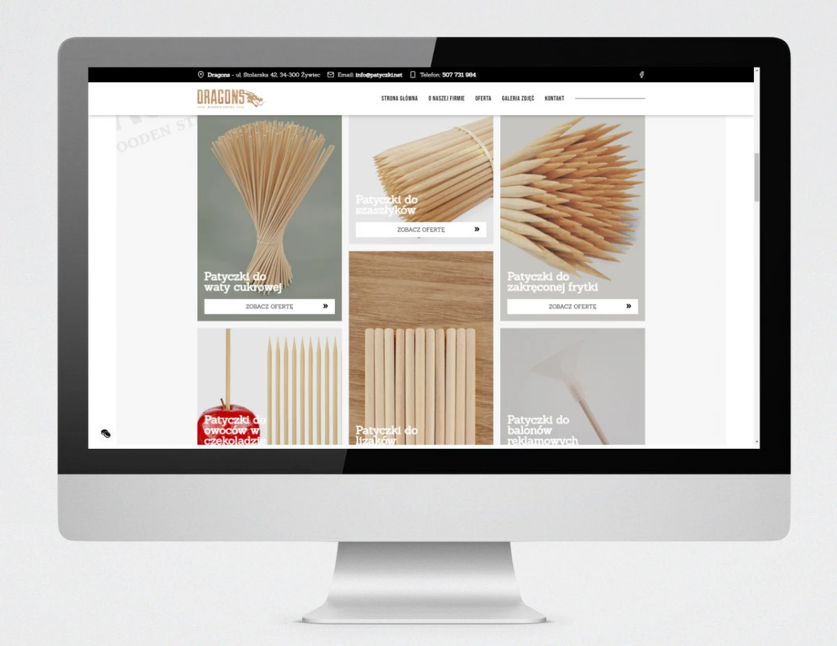 strona internetowa dla dragons producenta patyczkow
