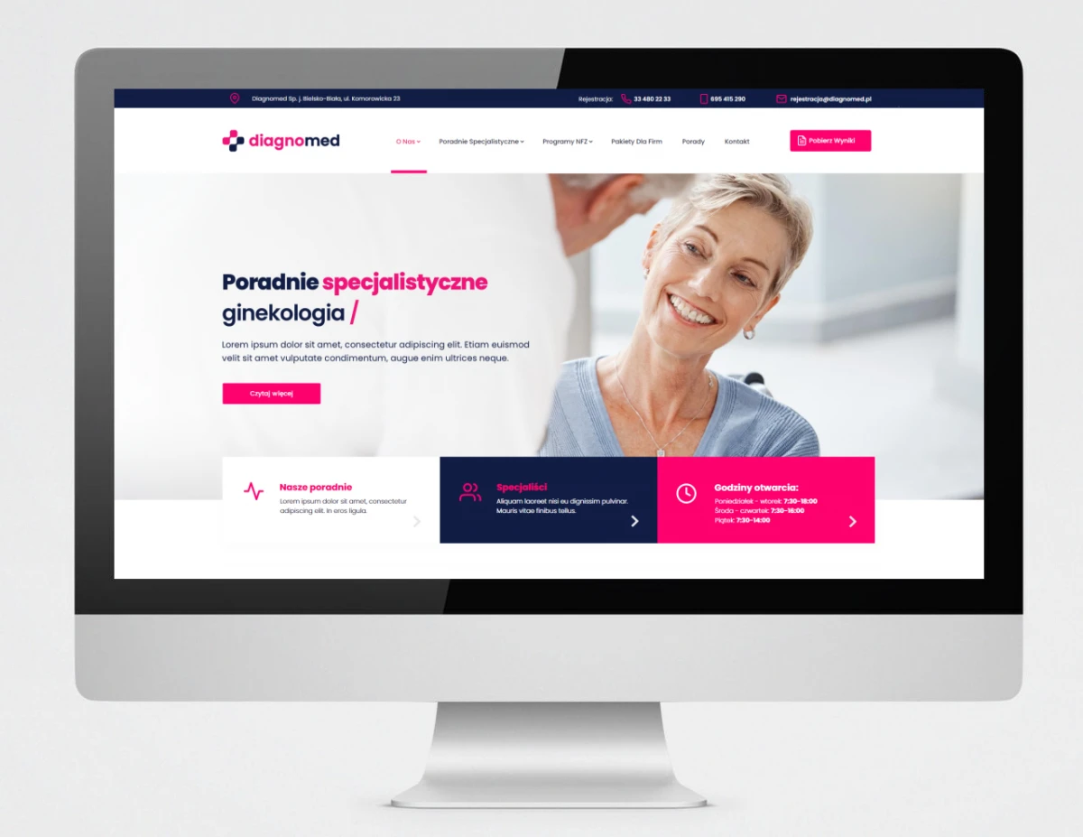 strony internetowe dla firmy diagnomed poradnia bielsko