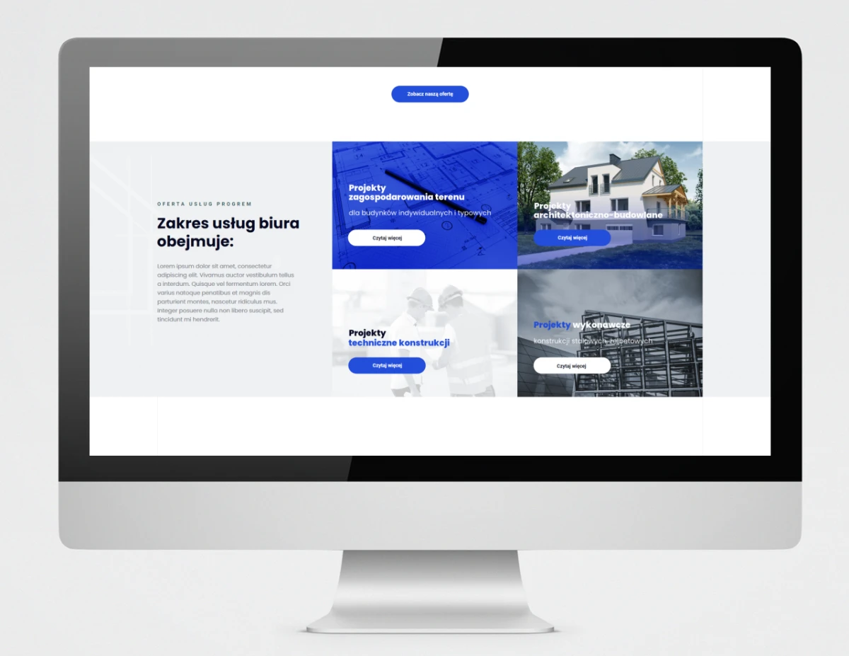 projekt strony www dla biura projektowego firmy progrem
