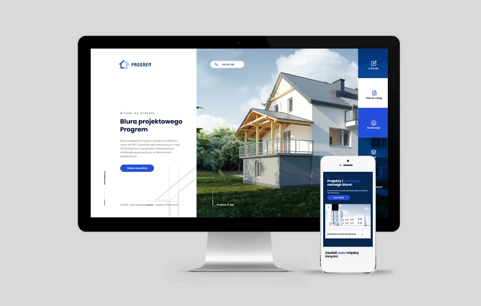 projekt strony www dla firmy progrem