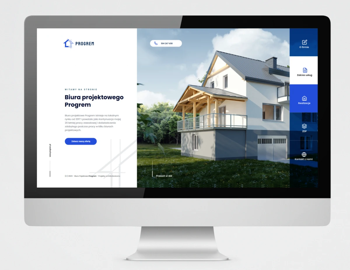 strona internetowa dla firmy progrem biura projektowego z bielska