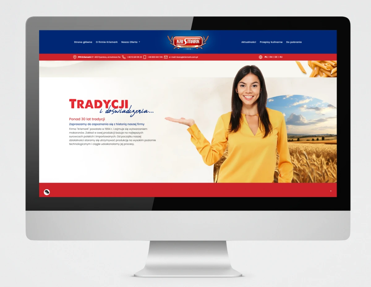 nowoczesny prejekt strony www dla producenta makaronu