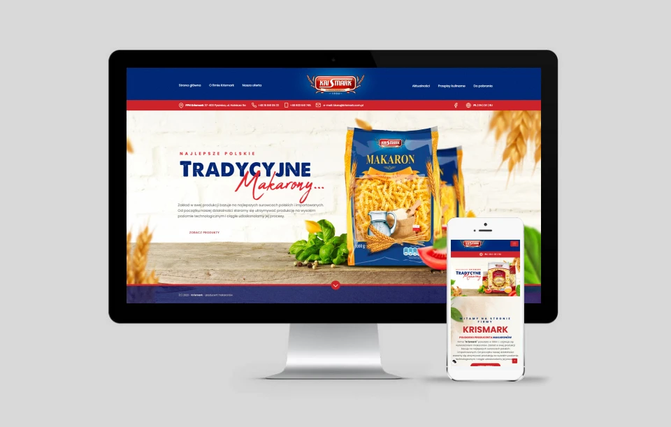 strona www dla producenta makaronu firmy krismark