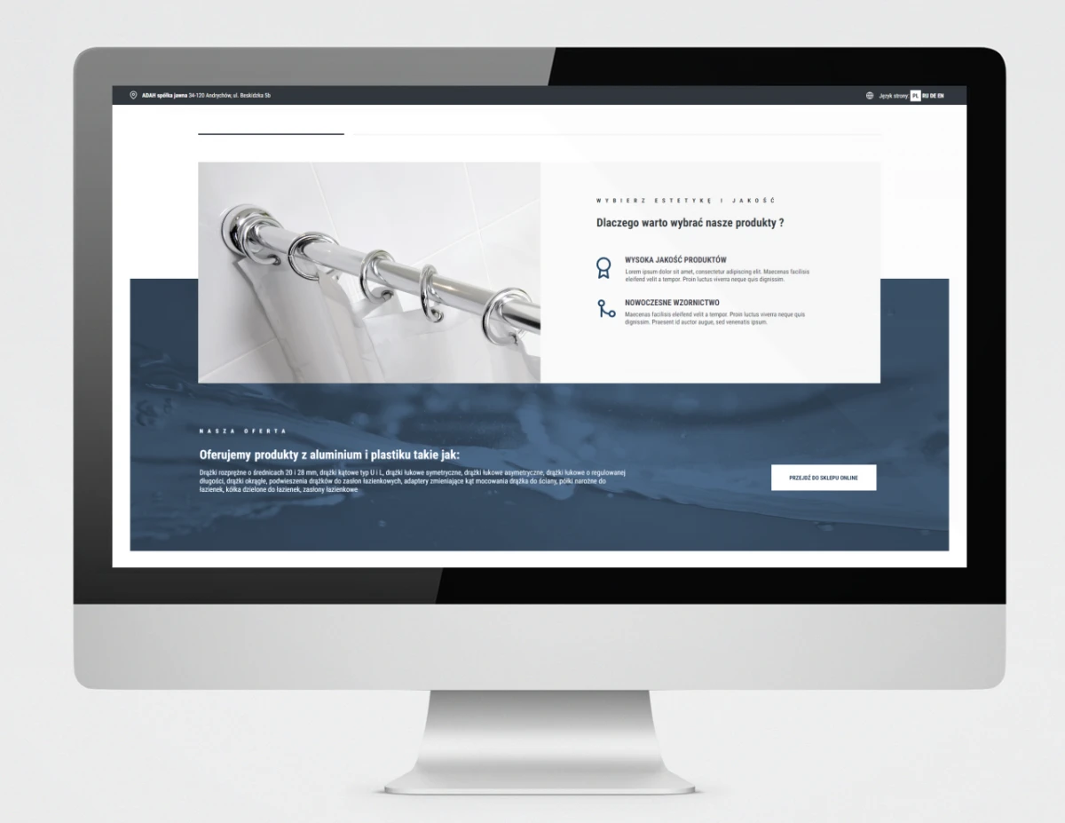 projektowanie strony www dla firmy adah