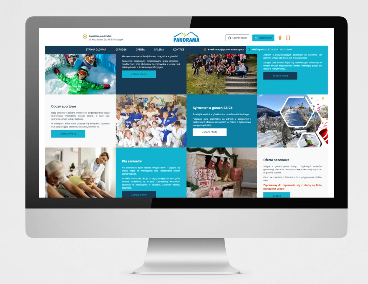 projekt strony wykoananej przez exponet dla osrodka panorama