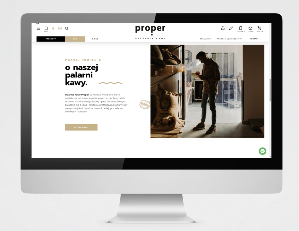 projekt i wykonanie strony www dla palarni proper