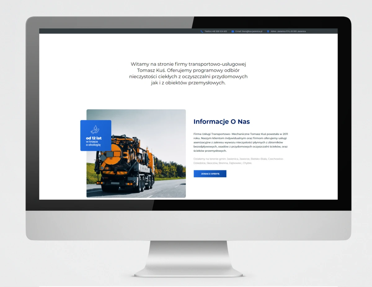 projektowanie stron www dla firmy asenizacyjnej kus jasienica