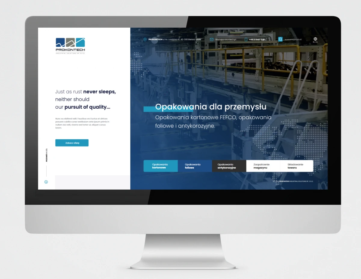 projekt i wykonanie strony internetowej dla firmy prokontech group