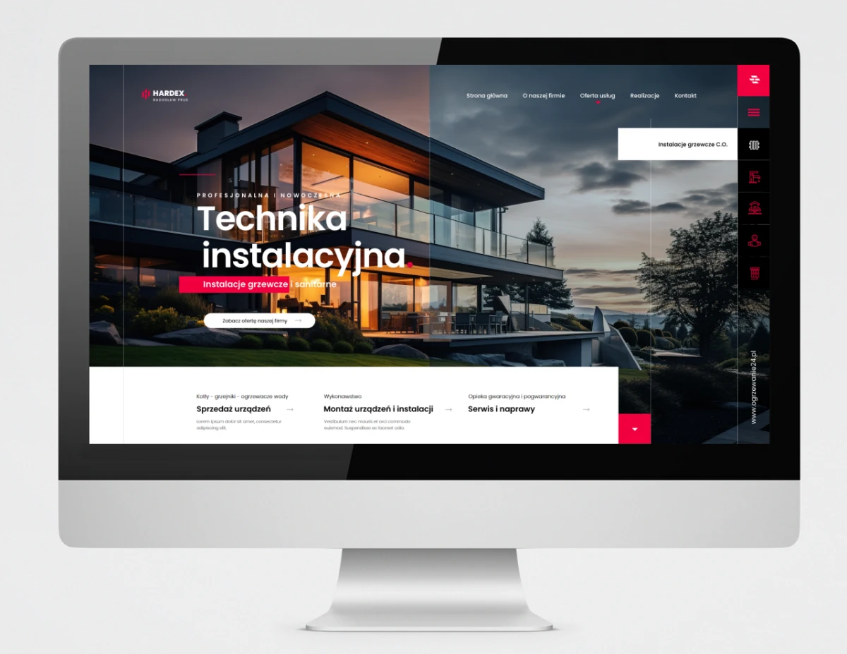 projekt strony www firmy hardex